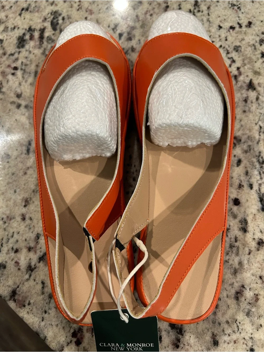 Women's Orange Slingback Sandals with White Toe Accent